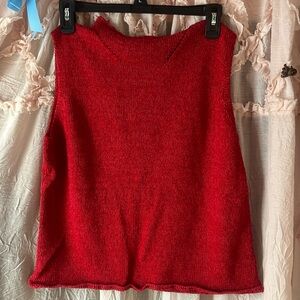Sigrid Olsen Crimson Red Knit Sleeveless Tank vintage retro